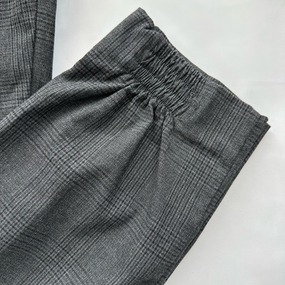 Zara Basic Collection Gray Plaid Drawstring Taper… - image 4